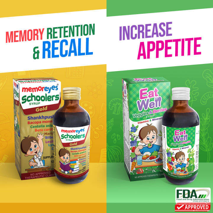 MemorEyes Schoolers Gold Memory Enhancing Syrup and EatWell Veggies ...