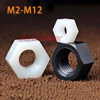 20/50PCS DIN934 M2 M2.5 M3 M4 M5 M6 M8 M10 M12 Black/White Nylon Hex Nut Hexagon Plastic Nuts Nails Screws Fasteners