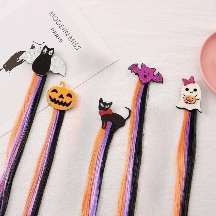 hair-accessories-for-girls-girls-headdress-kids-wig-halloween-hair-accessories-pumpkin-hair-clip-ghost-hair-card