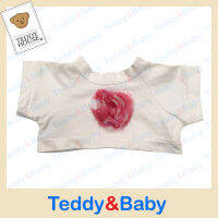 Teddy House : ชุดตุ๊กตา เสื้อยืดขาวติดดอกกุหลาบหัวใจ ขนาด 14 นิ้ว