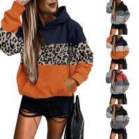 2023 European and American Womens New Leopard Stitching Hooded Winter Casual Versatile Contrast Color Sweatshirt ❤