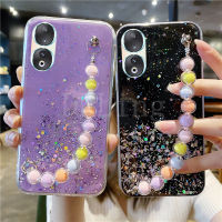 เคสสำหรับ Honor โทรศัพท์90 5G / 90 Lite/ 70 LITE เคสมือถือแบบนิ่มรูปดาวโปร่งใสหรูหรา HONOR 90 5g ฝาหลัง Honor 90 LITE พร้อมสร้อยข้อมือไข่มุกสีสันสดใส