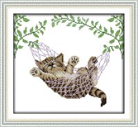 【CC】 A cat on a basket cross stitch kit 14ct 11ct count printed stitches embroidery handmade needlework