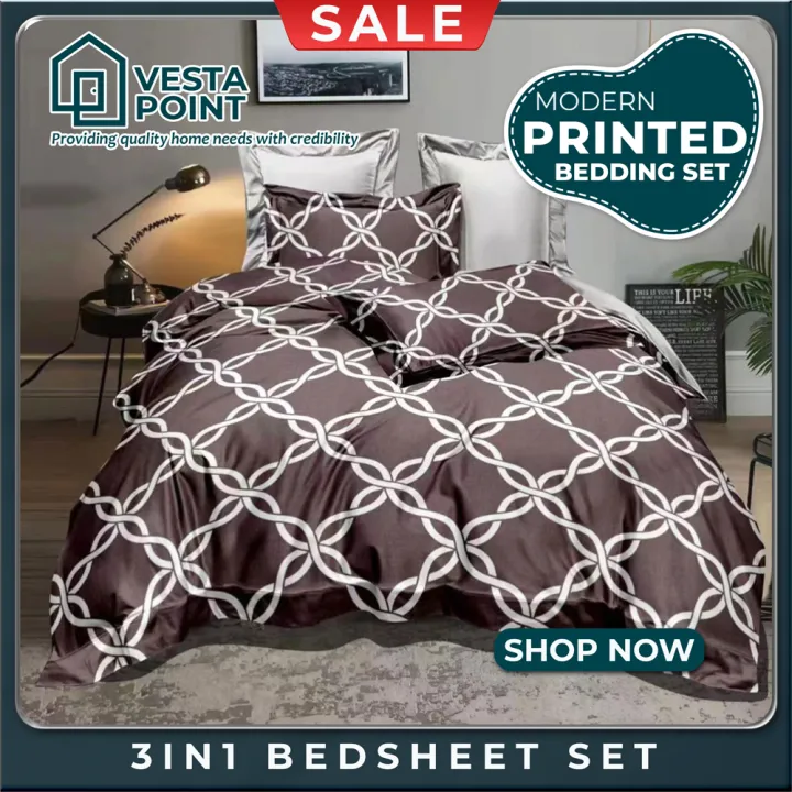 Vesta Point 3 in 1 Brown Geometric Pattern Design Printed Garterized