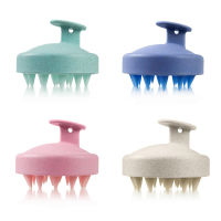 Shampoo Massager Brush,Wheat Straw Hair Brush,Silicone Scalp Cleanser and Head Scrubber Round Brush for Shower and Hair Care