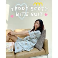 chuuchop_พร้อมส่ง(C7658) ?? TEDDY SCOTT short nite suit เซ็ตชุดนอนเสื้อเชิ้ตแขนสั้นและกางเกงขาสั้นลายสก็อตน้องหมี Teddy