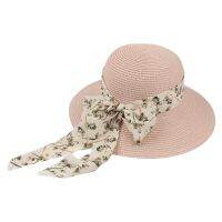 New 8Cm Wide Brim Foldable Summer Hat Womens Beach Sun Protection Straw Hat Chapeau Femme Fashion Printed Ribbon Bow Plage 모자