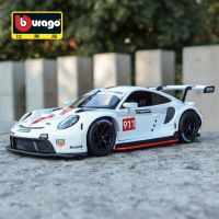 Bburago 1:24พอร์ชเช่911 RSR รุ่นแข่งรูปแบบรถโลหะผสมหล่อตายเครื่องมือของเล่นแบบชุดสะสมอาร์ตเดคโคของขวัญจากโรงงานอนุญาต