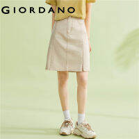 GIORDANO Women Skirts Side Vents Bright Line Fashion Skirts Multi-Pocket 100% Cotton Comfort Summer Casual Skirts 13463310