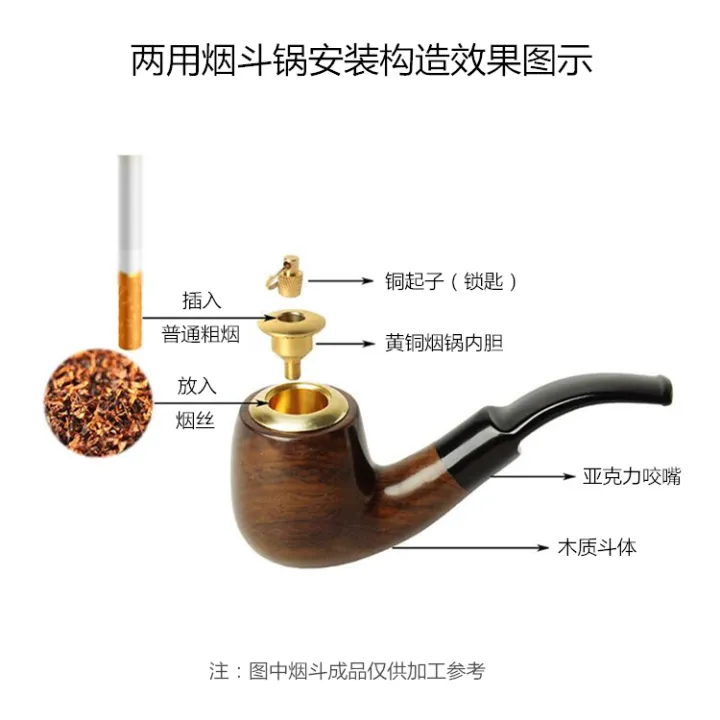 Easy smoking set large pipe head 35MM unfiltered brass tobacco pot DIY