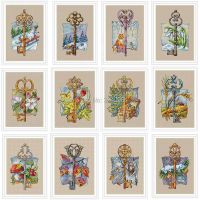 【CC】 months key patterns Counted 11CT 14CT Chinese Kits Embroidery Needlework Sets home decor