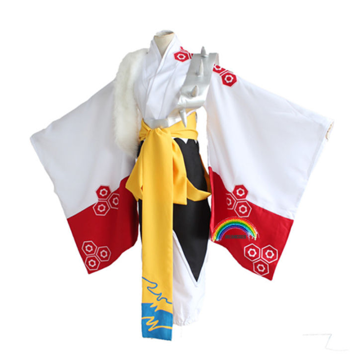 อะนิเมะ-inuyasha-ชุดคอสเพลย์สีแดงญี่ปุ่น-kimono-higurashi-kagome-kikyo-sesshoumaru-สำหรับปาร์ตี้ฮาโลวีน-wigs-ฟรี-wigcap