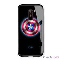 【Deal】 Hontinga สำหรับ Mi PocoPhone เคส F1 Luminous Avengers Superhero กัปตันอเมริกา Ironman เคสโทรศัพท์ Glow In Dark กระจกเทมเปอร์ฝาหลัง