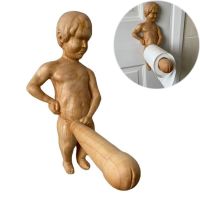Funny Penis Toilet Paper Holder Wooden Naked Man Wall Mounted Tissue Roll Shelf Bachelor Home Decor Creative Rolls Organizer