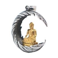 ZZOOI Unisex 316L Stainless Steel Buddha Vintage Protect Lucky Pendant Free Chain