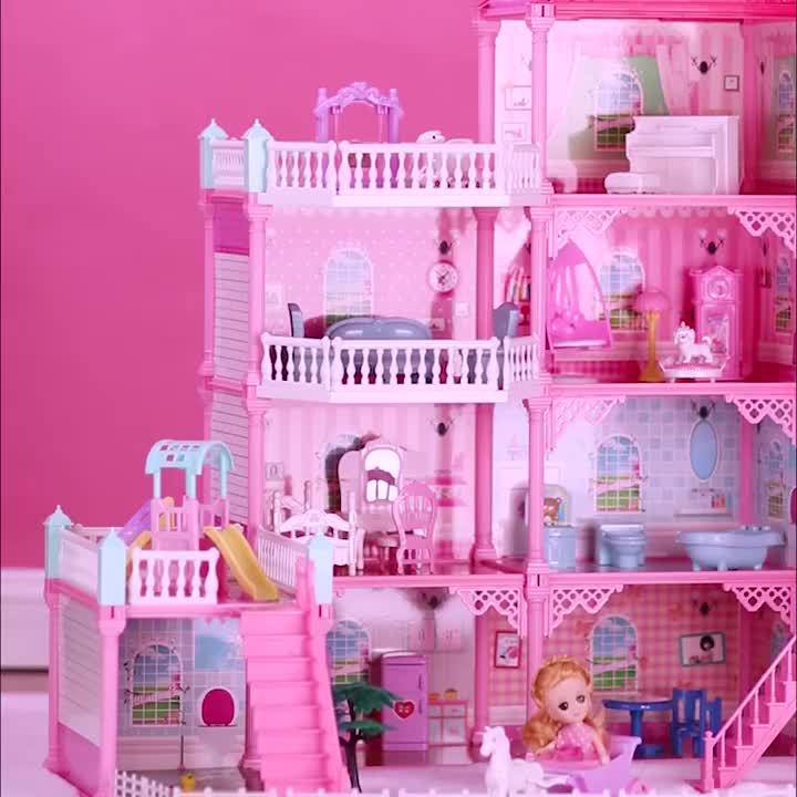 New Big Size Girls Princess Villa Toy Handmade Doll House Castle DIY House  Toy Dollhouse Birthday Gifts Educational Toys