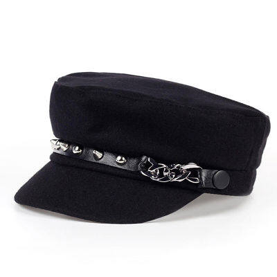 Vintage Womens Chain Beret Fashion Winter Warm Newsboy Hat Outdoor Leisure Taxi Driver Hats Navy Cap Artist Hat New Caps