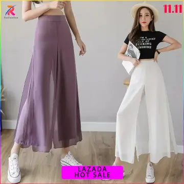 Fashion (Split -grey)Ice Silk Wide-leg Pants Pants Women's Summer