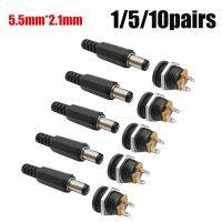 hot❣❂ↂ  10PCS(5pairs) 12V 5.5mm 2.1mm Plug Socket Male Female Jack Screw Panel Mount