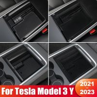 For Tesla Model Y Model 3 2021 2022 2023 Flocking/ABS Center Console Organizer Tray Armrest Storage Box Interior Accessories