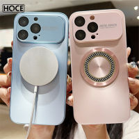 เคสโทรศัพท์มีเพชรส่องแสงวิบวับหรู HOCE แม่เหล็กหน้าต่างขนาดใหญ่สำหรับ iPhone 15 14 Plus 15 14 13 12 11 Pro Max Aurora Magsafe ที่ครอบเครื่องชาร์จไร้สาย