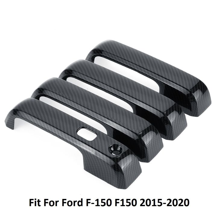 4ชิ้นประตูด้านนอกคาร์บอนไฟเบอร์ฝาครอบที่จับ-trim-สำหรับ-ford-f-150-f150-2015-2020