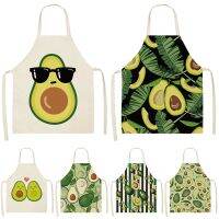 Avocado Tropical Printed Cotton Linen Apron Kitchen Women Baking Waist Bib Home Cooking Brief Sleeveless Pinafore 53*65cm L0145