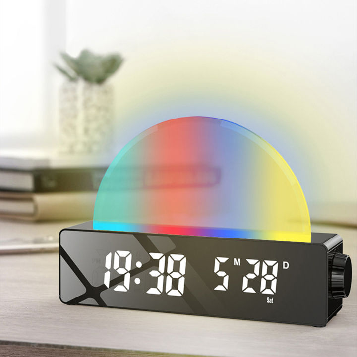 zir-จอแสดงผลดิจิตอลอัจฉริยะ-led-จอแสดงอุณหภูมินาฬิกาปลุกจำลองการปลุกพระอาทิตย์ขึ้นพร้อมไฟสีสันสดใสหรี่แสงได้