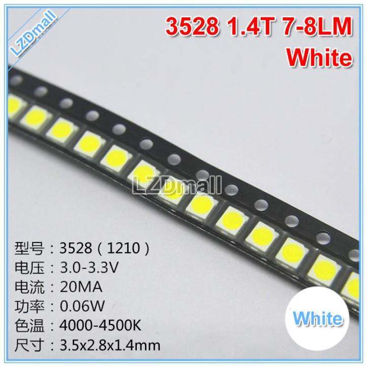 100ชิ้น3528-3v-20ma-ไฟ-led-สีขาวธรรมชาติโคมไฟลูกปัด1210-1-4t-led-แบบ-smd-3528-0-06w-4000k-4500k-4-5lm-5-6lm-7-8lm