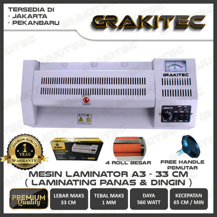 Mesin Laminating A3 330mm Laminator GRAKITEC 330A + Handle JOYKO KENKO