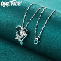 New Noble 925 Sterling Silver 16-30 Inch Zircon Flower Heart Pendant Necklace For Women Man Fashion Wedding Jewelry Couple Gifts