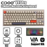 CIDOO V87 PRO Gasket Mechanical RGB Hot Swappable 87 Keys Bluetooth/2.4Ghz/USB-C Aluminum CNC