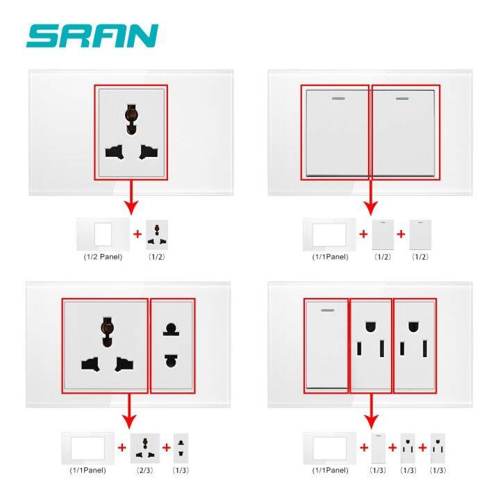 sran-delayed-touch-dimmer-voice-control-2way-switch-white-crystal-glass-panel-118mm-72mm-usb-3-pins-rj-45-tv-socket