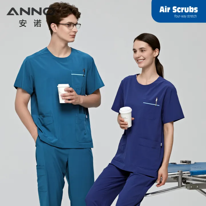 ANNO Scrubs Set with Spandex Hospital Work Nursing Uniform Quality Stretch  Fabric surgical Suit Unisex Nurse Clothing Nurse Tunic | Lazada PH