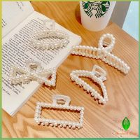 หรูหราและเรียบง่าย กิ๊บติดผมประดับไข่มุกเทียม  เครื่องประดับผม  pearl hair clip