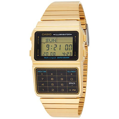 Casio #DBC611G-1D Mens Gold Tone 25 Memory Calculator Databank Watch
