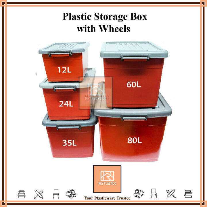 LH Plastic Storage Box With Wheel Random Colour/ Kotak Simpanan/ Multipurpose Storage Box