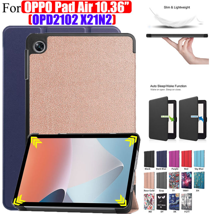 สำหรับ-oppo-pad-air-10-36-opd2102-x21n2-tri-fold-custer-ขาตั้งสีทึบกรณียืดหยุ่น-tpu-matte-back-cover-slim-น้ำหนักเบา-flip-case-auto-sleep-wake-ฟังก์ชั่น-oppo-pad-air-2022-10-36