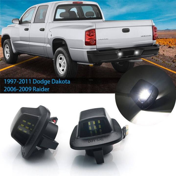2ชิ้น-ชุดประกอบแผ่นเรืองแสงป้ายทะเบียน-led-เข้ากันได้กับรถกระบะ-dodge-dakota-1997-2011-6000k-สีขาว