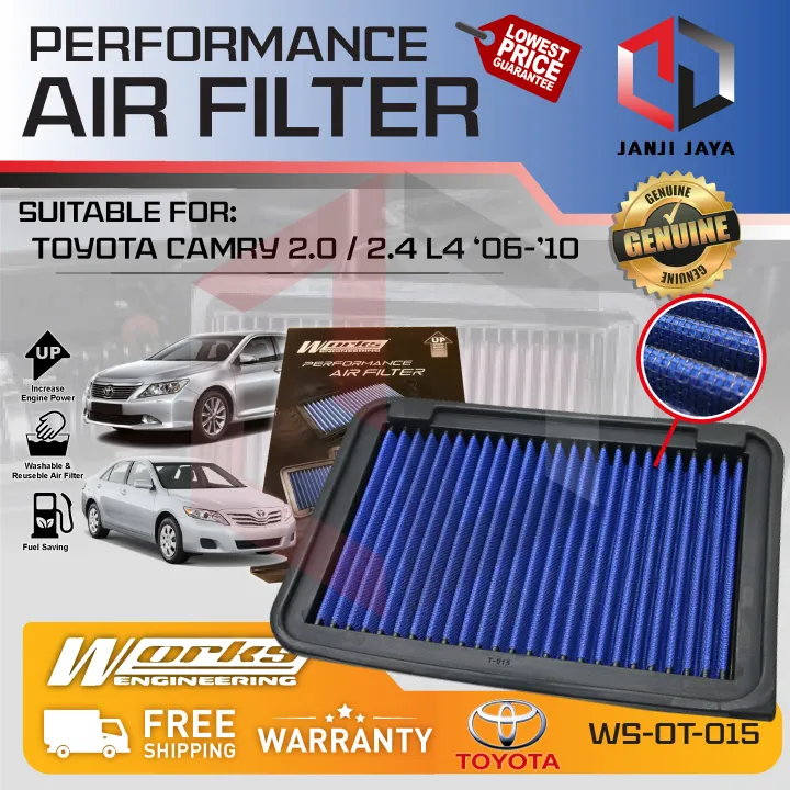 Works Engineering Drop In Air Filter Toyota Camry ACV40 2.0 2.4cc 2006 ...