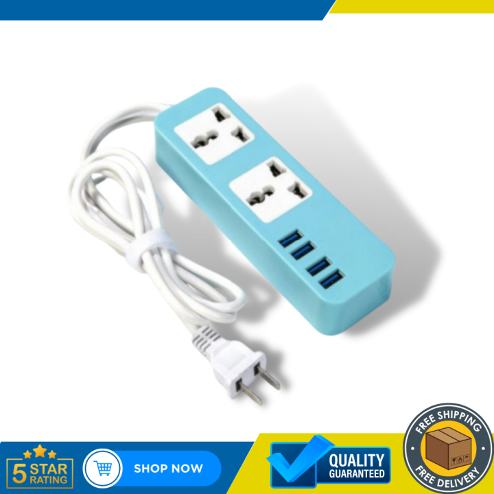 (Random Color) Portable Plug 4 USB Charger Port Socket Power Extension ...