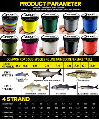 【cw】JOF Multicolour X4 Fishing Line 100 PE ided Wire Best Multifilament pe Line Carp Fishing 10-80lb 100M ided Fly Line ！