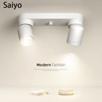 Saiyo Led Track Spotlight Surface Mounted Double Head Ceiling Lamp Spots Light Free Rotation Focos 220V For Home Background Wall