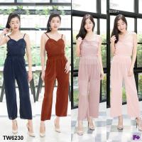 P6230  Set 2 ชิ้น ผ้าอัดพลีท เสื้อสายเดี่ยว+กางเกงขายาว  Set of 2 pieces, pleated fabric, one-shoulder top + trousers