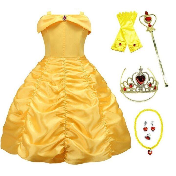 Girls Belle Dress Kids Ball Gown Princess Costume For Beauty And The ...