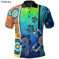 Summer  Aboriginal Turtle Family 3d Printed High Quality New Polyester Fiber Men Female Collar Polo Shirt Tee Tops Anti Shrink 2023 new polo shirt