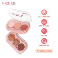 PINKFLASH 3 In 1 Highlighter ตลับอายชาโดว์ Barbiepink สไตล์บลัชออนกันน้ำอายแชโดว์แวววาวผิวด้าน