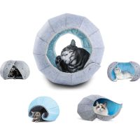 Variable Multifunctional Cat Litter Foldable Kitten Nest Washable Bed Round House Sleep Pad Tunnel Portable Tent Warmth Pet Toy