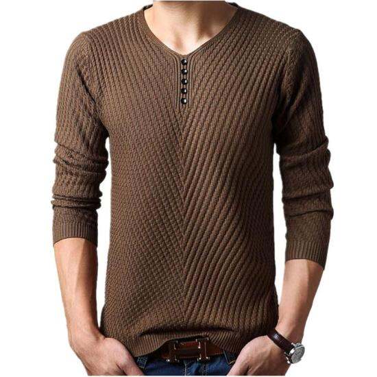 Áo len cổ henley mùa đông m-4xl áo len chui đầu cashmere cho nam áo len - ảnh sản phẩm 1