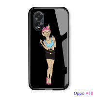 เคสใส่โทรศัพท์สำหรับ A38 A18 OPPO แฟชั่นสุดสร้างสรรค์ของผู้หญิงคุณนายสัตว์เคสโทรศัพท์เคสโทรศัพท์หลังกระจกนิรภัยมันวาว